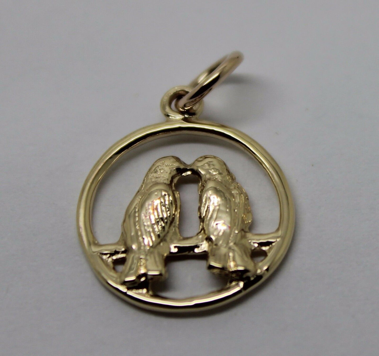 Genuine 9ct Yellow or Rose or White Gold or Silver Lovebirds Love Birds Pendant