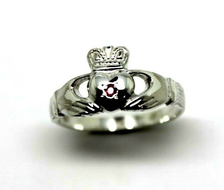 Kaedesigns Sterling Silver 925 Ruby (Birthstone July) Claddagh Ring