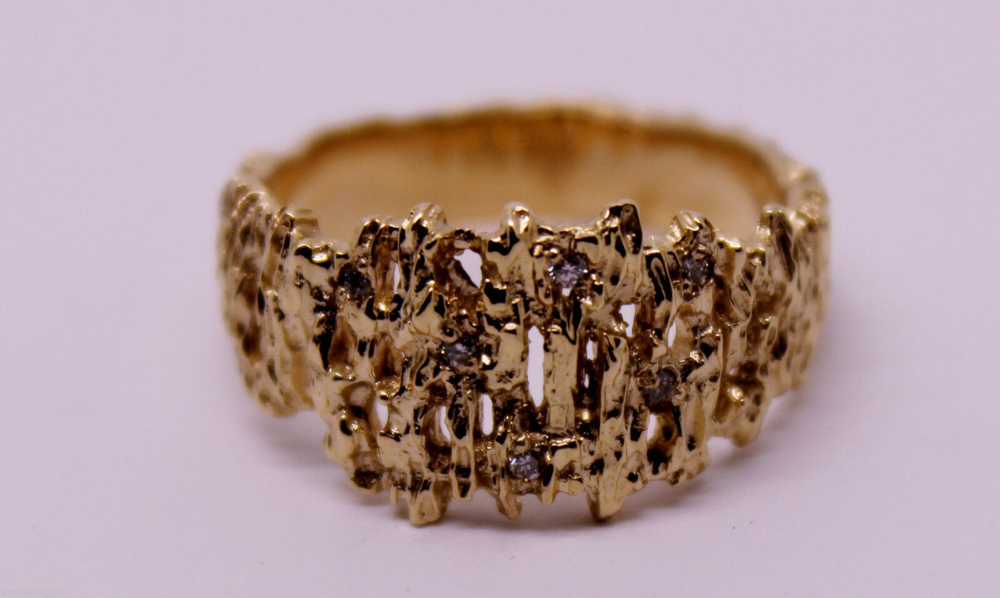 Kaedesigns New Genuine 10ct White or Rose Or Yellow Gold Diamond Nugget Ring