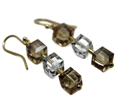 Kaedesigns, Genuine 9ct 9k 375 Yellow Gold Crystal Earrings