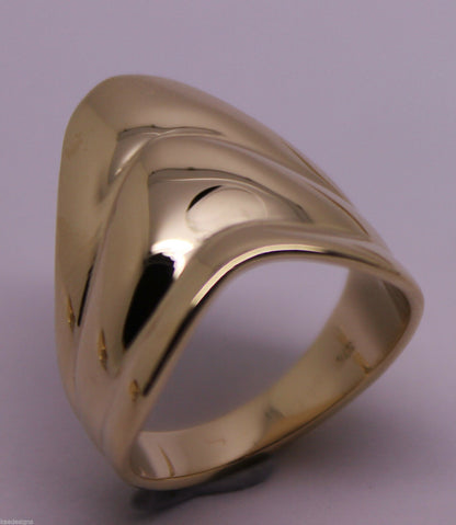 Genuine 9ct 375 Solid Rose Or Yellow Or White Gold Wide Pointy Ring In Your Size