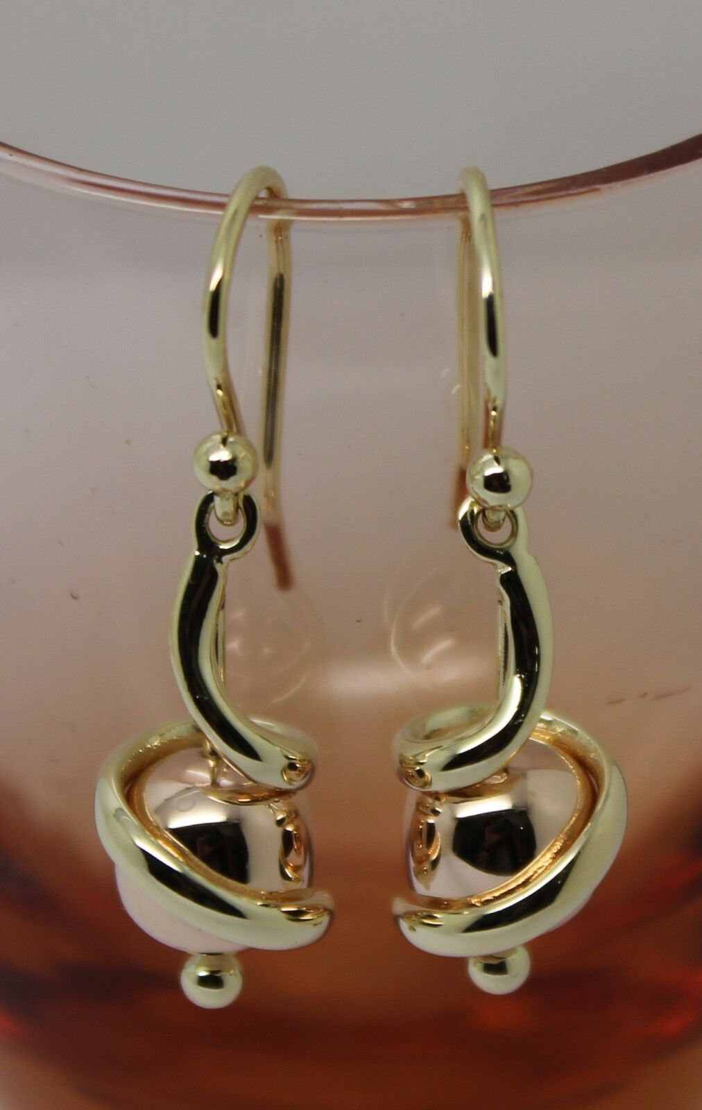Kaedesigns New Genuine 9ct 9k Yellow & Rose Gold 8mm Swirl Ball Earrings