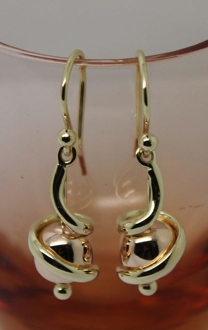 Kaedesigns New Genuine 9ct 9k Yellow & Rose Gold 8mm Swirl Ball Earrings