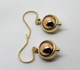 Genuine Large 9ct Rose & Yellow Gold Spinning Belcher Ball Earrings