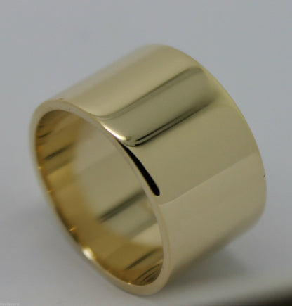 Genuine Solid 9ct 9k Rose Or Yellow Or White Gold 12mm Wide Flat Band Ring Size O