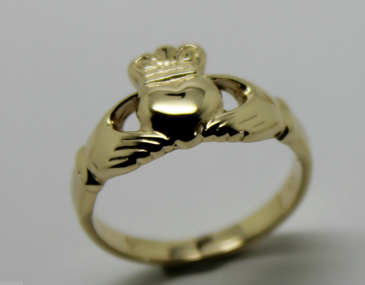 Genuine 9ct 375 Solid Yellow, Rose or White Gold Claddagh Celtic Friendship Ring In Your (Sizes L to S)