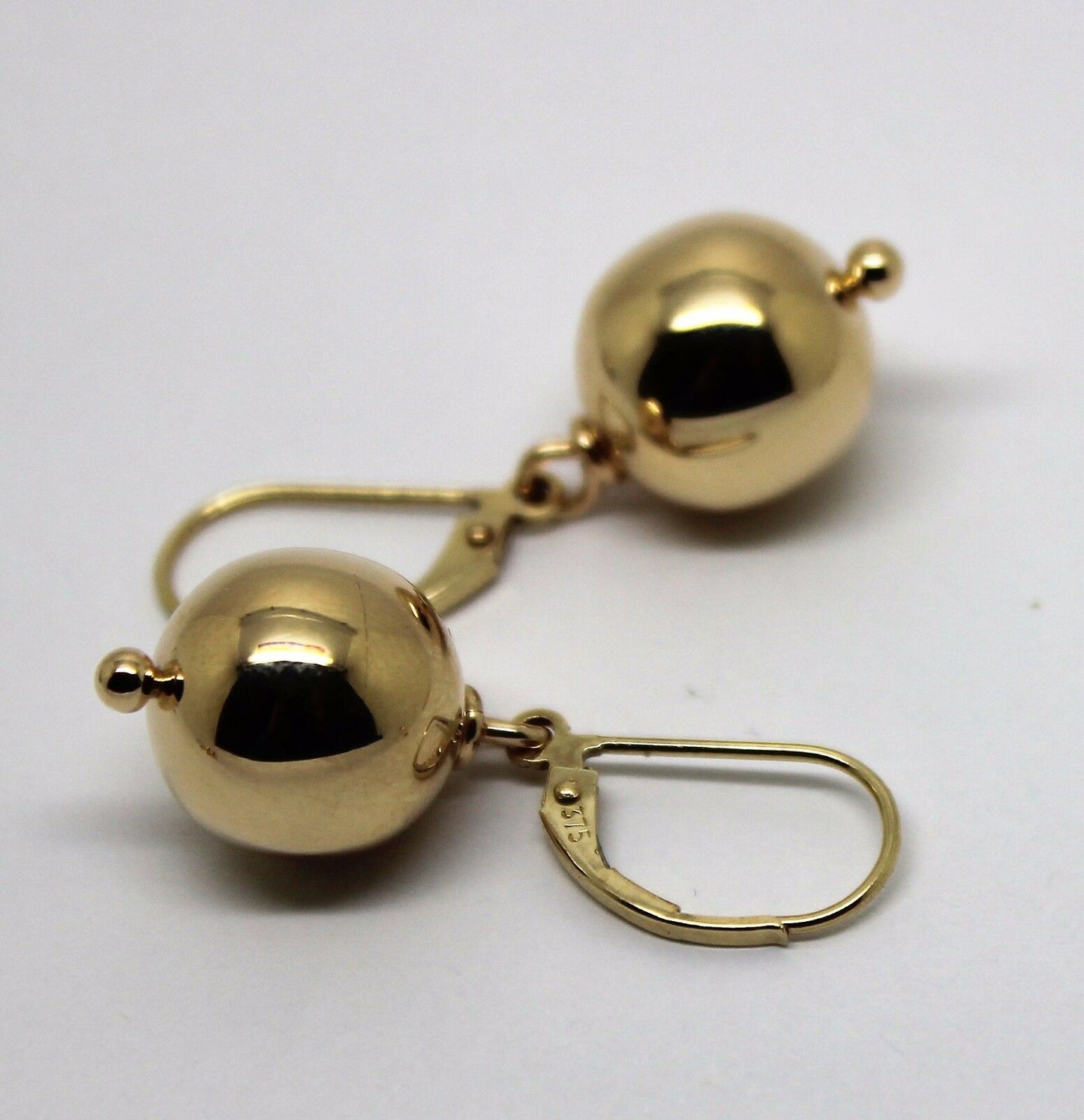 Kaedesigns 9ct 9k 375 Yellow, Rose or White Gold Continental Hooks 12mm Ball Plain Earrings