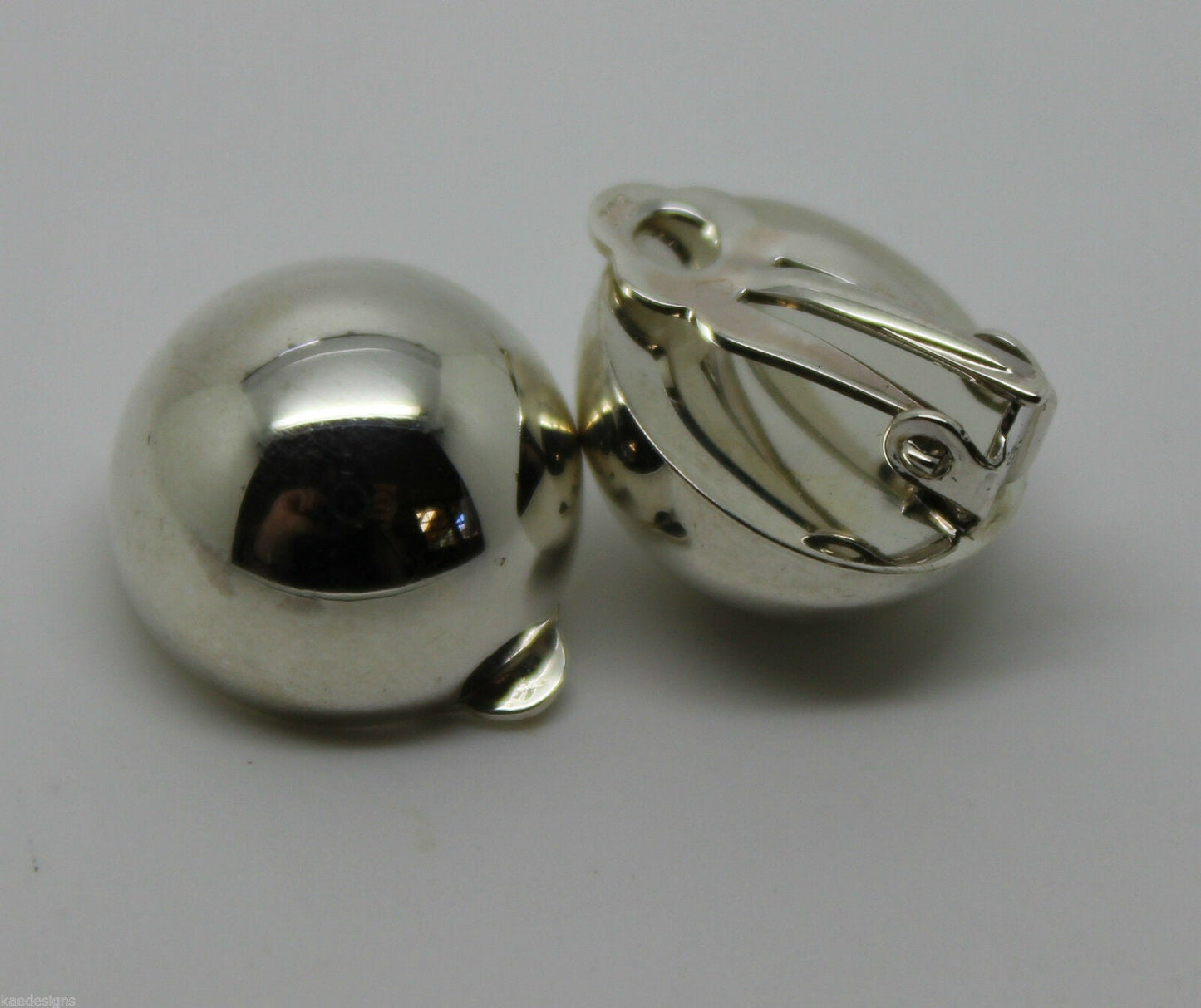 Genuine Sterling Silver 925 Half 14mm Ball Round Earrings Clip-ons