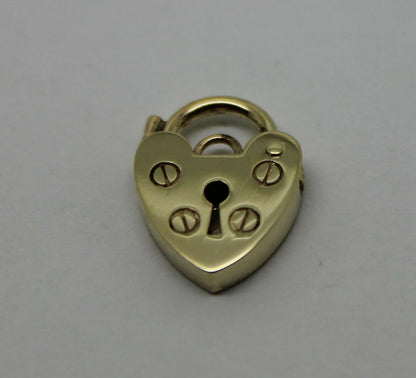 Genuine Small 9.5mm 9ct Yellow or Rose Gold Screw Heart Pendant Padlock
