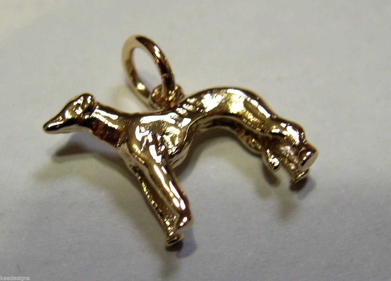 Kaedesigns, 3D 9ct Yellow, Rose Or White Gold Greyhound Dog Charm / Pendant