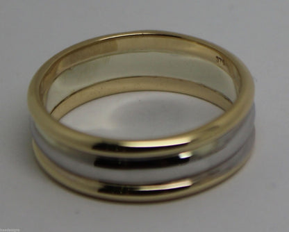 Genuine Full Solid 9ct White & Yellow Gold Heavy Band Ring Size X