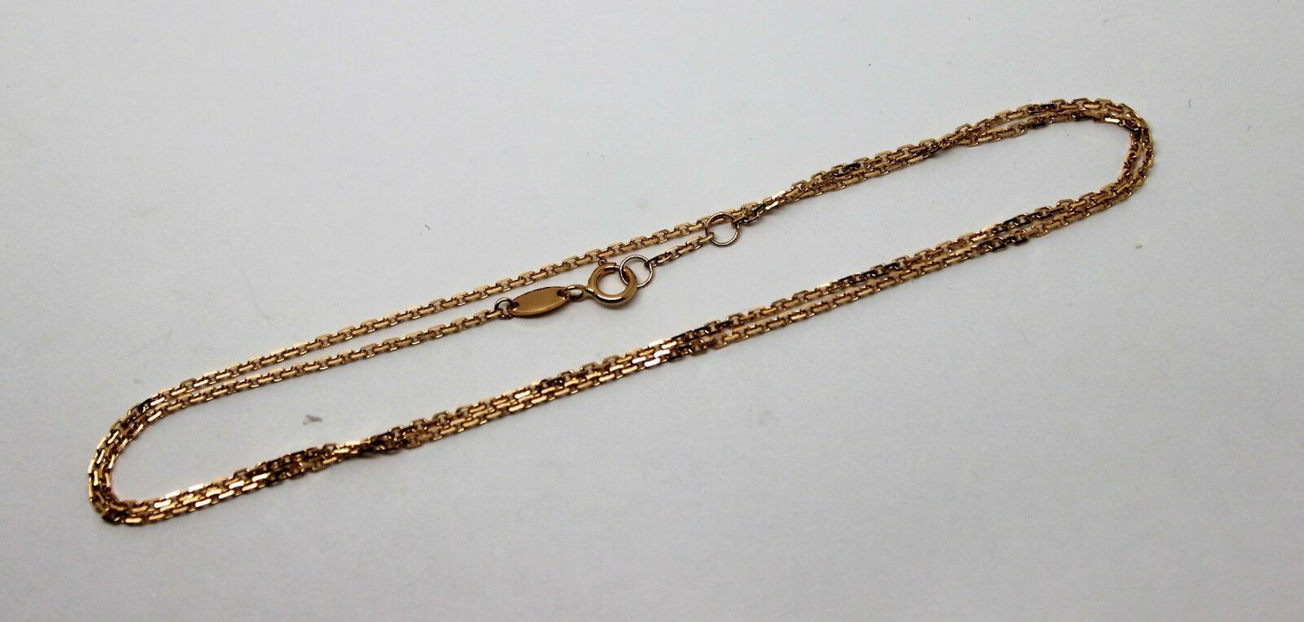 Genuine 18k 18ct 750 Rose Gold Box Chain Necklace 44cm 2.71g