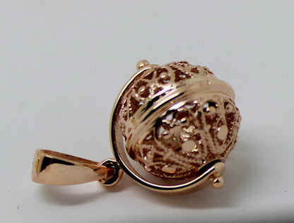 Genuine 9ct Yellow Gold Or White Gold Or Rose Gold 16mm Filigree Ball Spinner Pendant