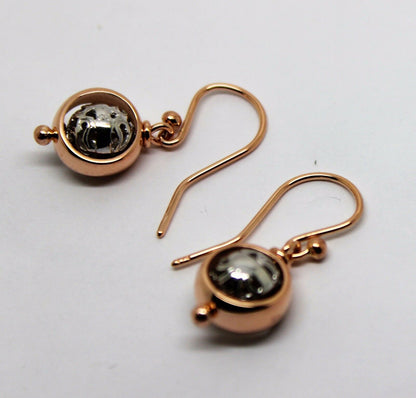Kaedesigns Genuine 9ct 9k 375 Rose & White Gold Filigree Belcher Ball Earrings