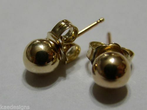 Kaedesigns Genuine 18ct 18k 750 Yellow Gold 3mm, 4mm, 5mm, 6mm or 8mm Stud Ball Earrings