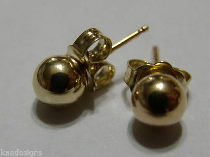 Kaedesigns Genuine 18ct 18k 750 Yellow Gold 3mm, 4mm, 5mm, 6mm or 8mm Stud Ball Earrings