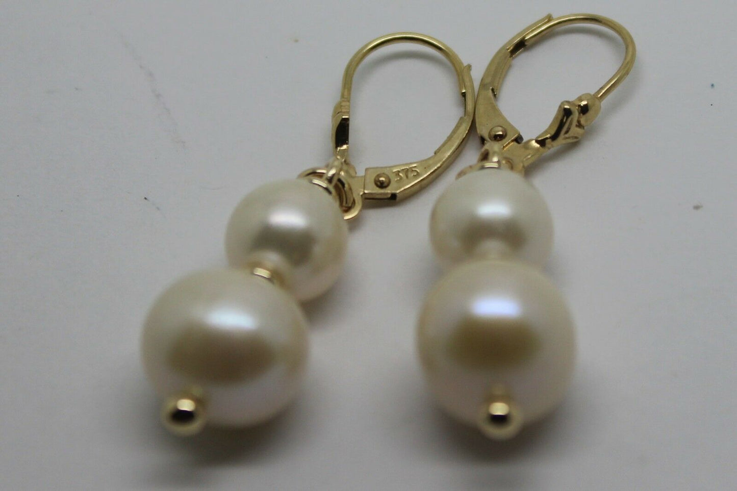Genuine 9ct 9k 375 Yellow or Rose Gold 6mm & 8mm White Pearl Continental Clip Earrings