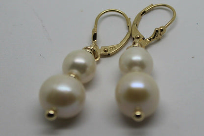 Genuine 9ct 9k 375 Yellow or Rose Gold 6mm & 8mm White Pearl Continental Clip Earrings