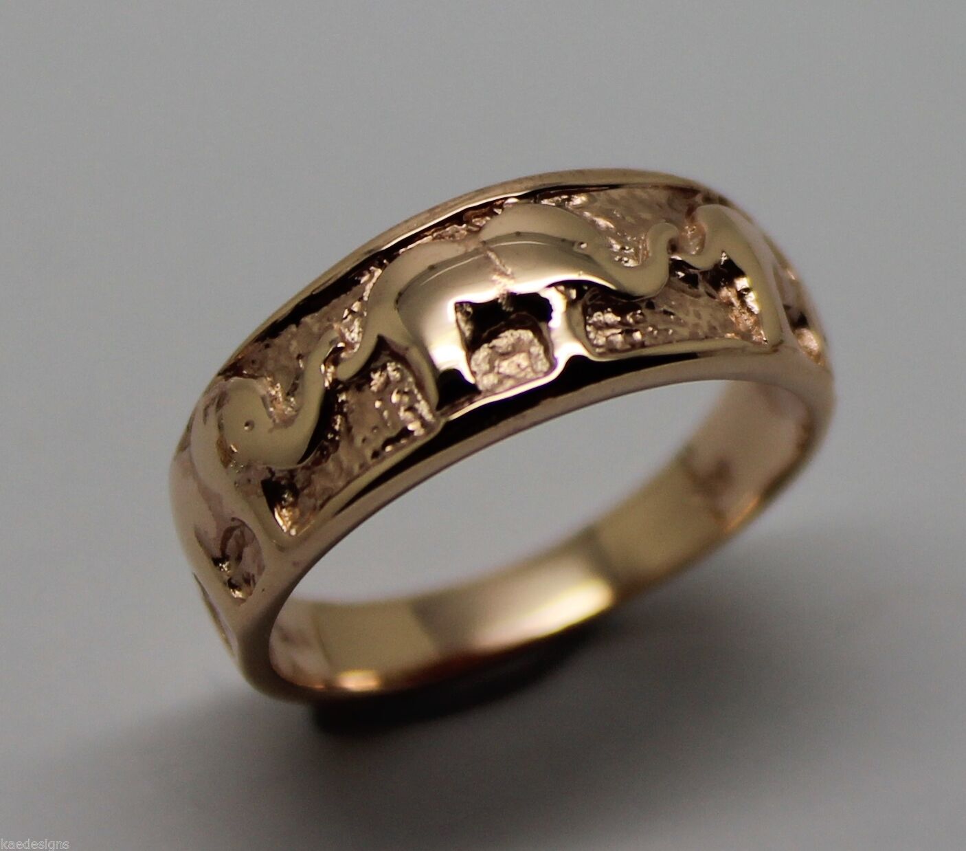 Size K Genuine 9ct 9kt 375 Full Solid Yellow, Rose or White Gold Lucky Elephant Ring 209