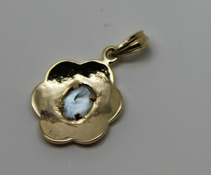 Genuine 9ct 9k Yellow Gold Antique Aquamarine Filigree Pendant
