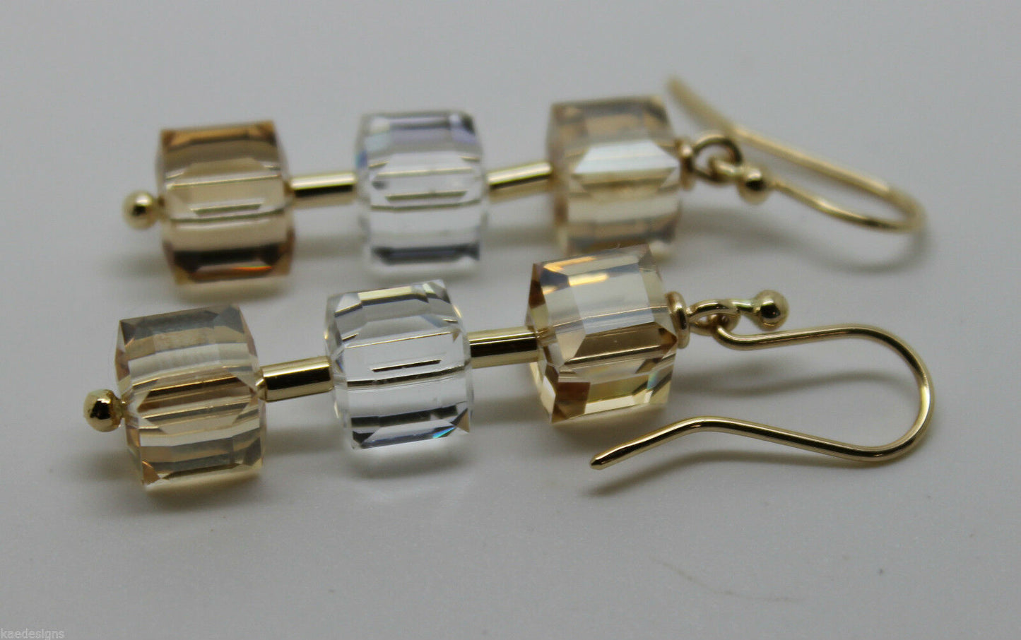 Kaedesigns, Genuine 9ct 9k 375 Yellow Gold Crystal Earrings