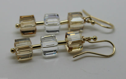 Kaedesigns, Genuine 9ct 9k 375 Yellow Gold Crystal Earrings
