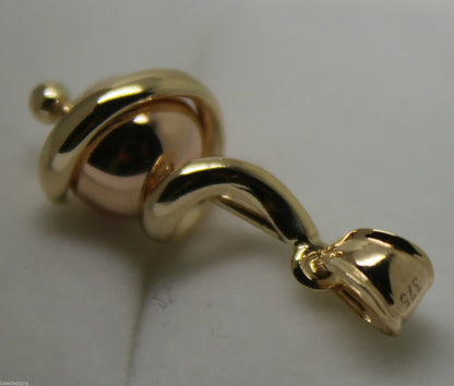 Genuine 9ct 9kt 375 Yellow & Rose Gold 8mm Swirl Ball Pendant