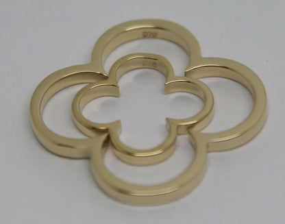 Genuine Solid 9ct 9kt Yellow, Rose or White Gold Small And Large Four Leaf Clover Pendant