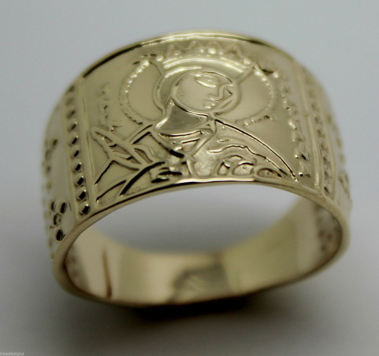 Genuine Solid 9ct 9k 375 White Or Rose Or Yellow Gold St Saint Catherine Ring