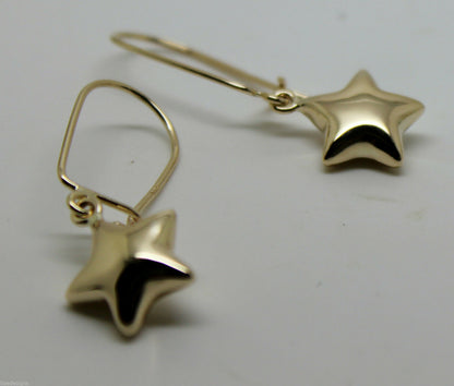 Genuine 9ct 9k 375 Yellow Or White Or Rose Gold Bubble Drop Star Closed Hook Earrings