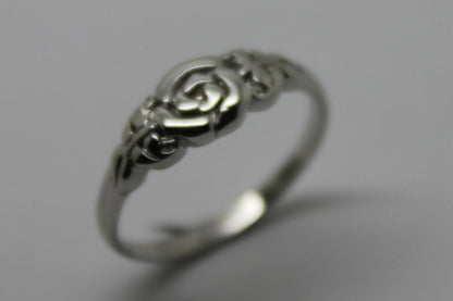 Genuine Solid 9ct White Or Rose Or Yellow Gold Flower Ring Choose Size F To K