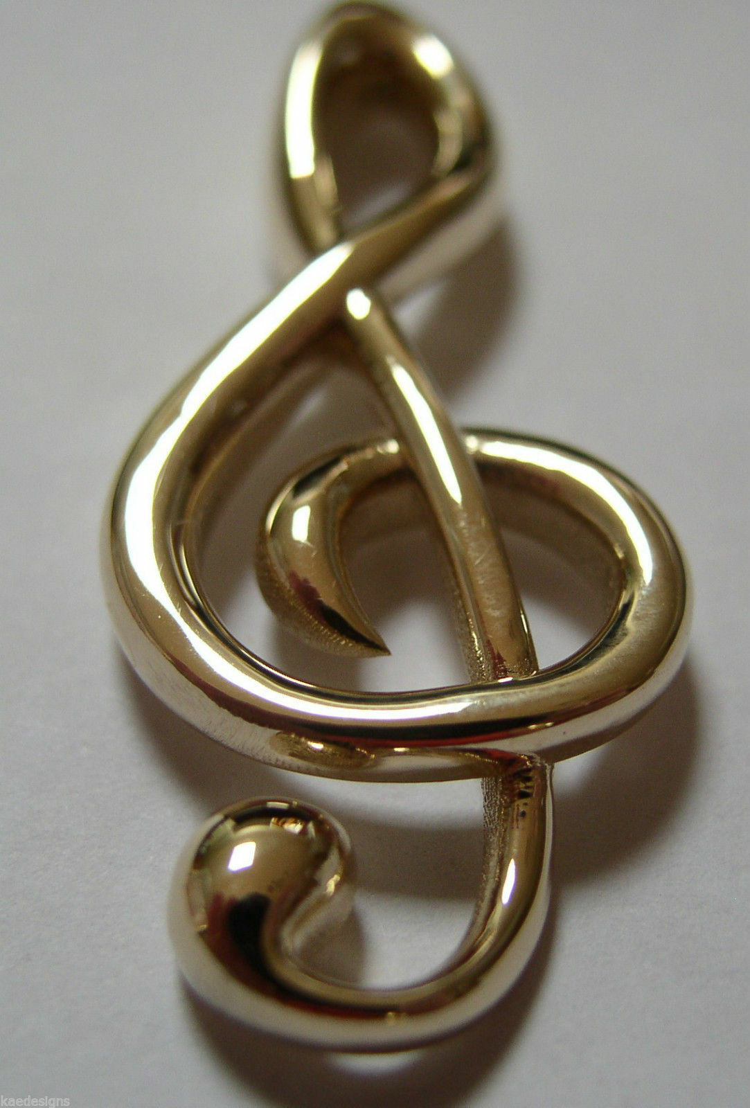 Heavy Solid 9ct Yellow or Rose or White Gold Treble Clef Music Note pendant