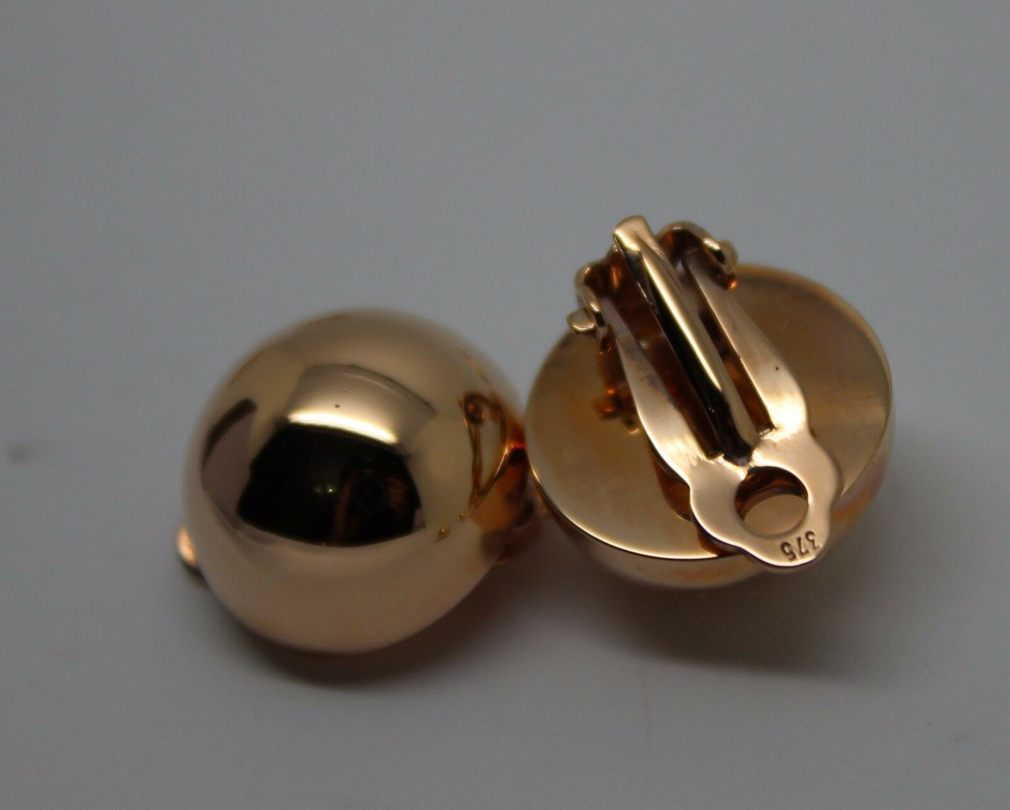 Kaedesigns Genuine 9ct 9k 375 Rose, Yellow Or White Gold Clip On 16mm Half Ball Earrings