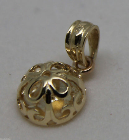 Genuine Solid 9ct Yellow Or Rose Or White Gold Half Ball Filigree Flower Pendant