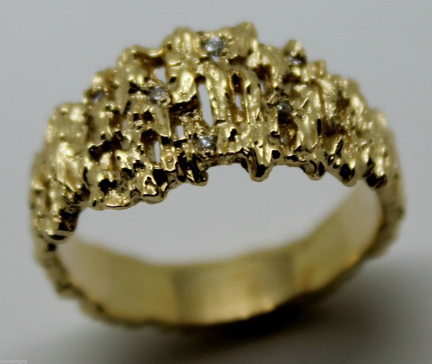 Kaedesigns New Genuine 10ct White or Rose Or Yellow Gold Diamond Nugget Ring