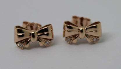 Genuine 9ct Yellow, Rose or White Gold Butterfly Stud Earrings Set With Four Genuine Diamonds