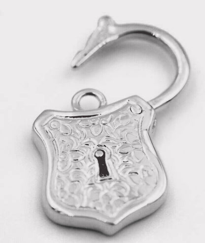 Genuine 9k 9ct 15mm x 24mm Yellow, Rose and White Gold Filigree Heart Pendant / Padlock