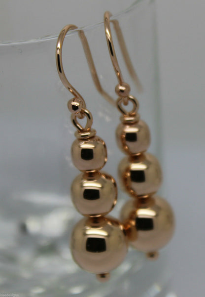 Kaedesigns 9ct 9k 375 Yellow Or White Or Rose Gold 375 Three Ball Drop Ball Earrings