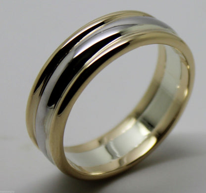 Genuine Full Solid 9ct White & Yellow Gold Heavy Band Ring Size X