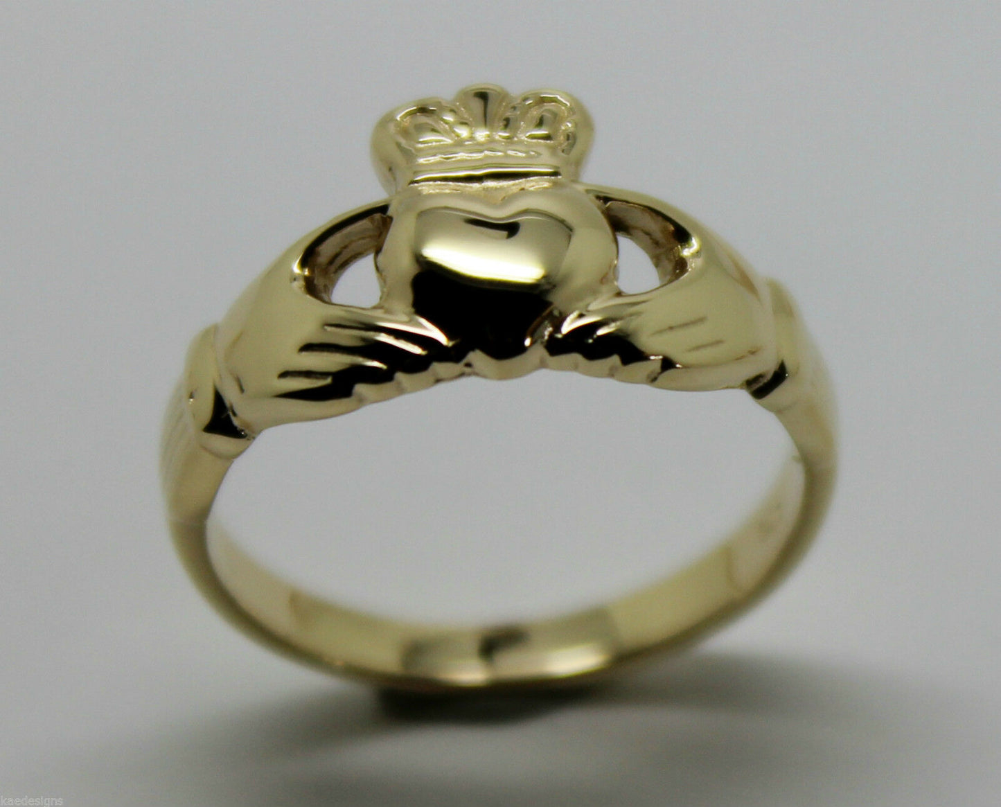 Genuine 9ct 375 Solid Yellow, Rose or White Gold Claddagh Celtic Friendship Ring In Your (Sizes L to S)