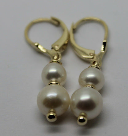 Genuine 9ct 9k 375 Yellow or Rose Gold 6mm & 8mm White Pearl Continental Clip Earrings