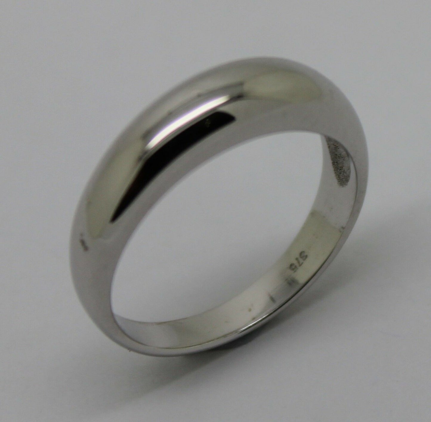 Size P Genuine 9ct White Gold Full Solid 5mm Dome Ring