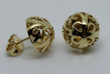 Kaedesigns New 9ct Yellow, Rose or White Gold Half Ball 12mm Stud Filigree Earrings