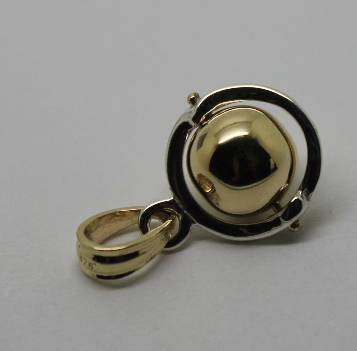 Genuine Sterling Silver & 9ct Yellow Gold Ball 8mm Ball Pendant