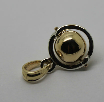 Genuine Sterling Silver & 9ct Yellow Gold Ball 8mm Ball Pendant