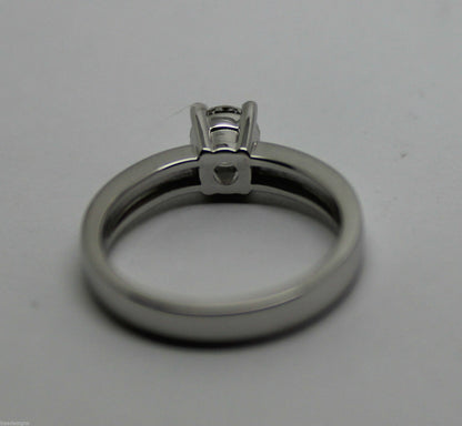 Genuine 18ct 18k Solid White Gold Round Cut Ring Size J 1/2