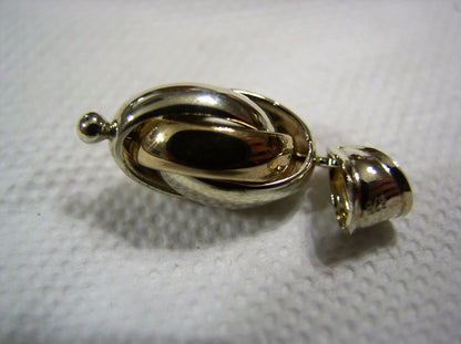 Genuine 9ct 9k 375 Yellow & White Gold Oval Triple Belcher Ball Pendant