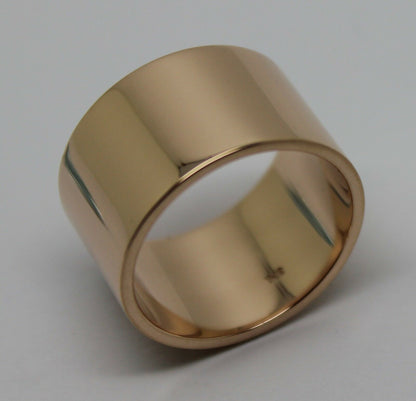 Genuine Solid 9ct 9k Rose Or Yellow Or White Gold 12mm Wide Flat Band Ring Size O