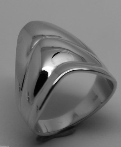 Genuine 9ct 375 Solid Rose Or Yellow Or White Gold Wide Pointy Ring In Your Size