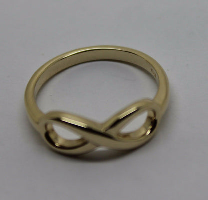 Genuine 9ct 9k 375 Yellow, Rose or White Gold Solid Infinity Ring Size J